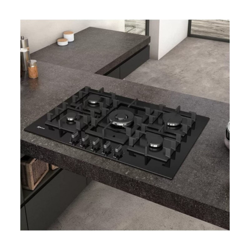 PLAQUE DE CUISSON À GAZ 5 FOYERS EN VERRE TREMPÉ NOIR NEFF T27CS59S0