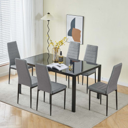 l'ensemble table + 6 chaises