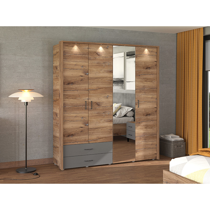 Armoire 4 portes 205 cm + étagère