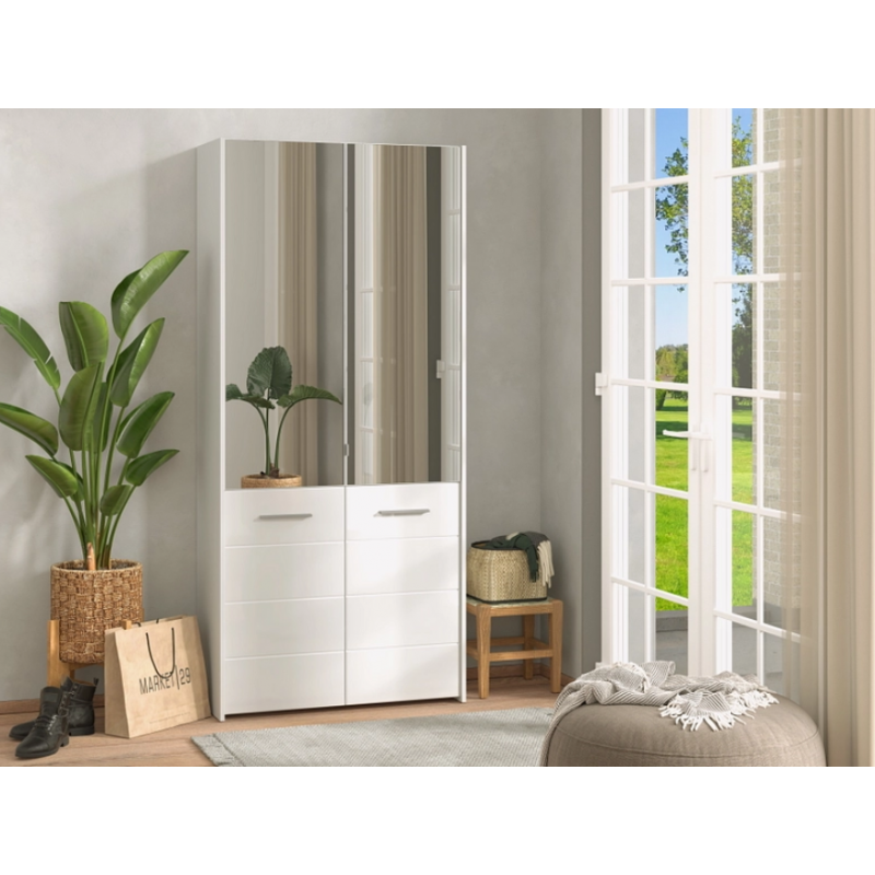 L'armoire a chaussures 2 portes 2 miroirs capacité 36 paires