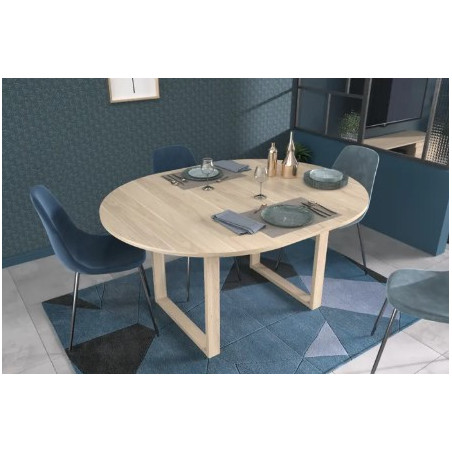 Table repas ronde extensible design scandinave.