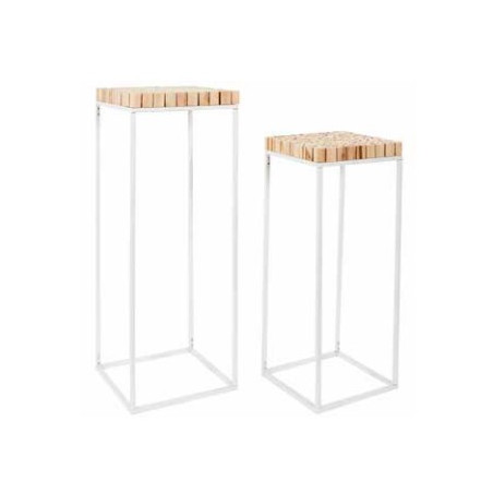 Lot de 2 sellettes gigognes métal martelé mirage Couleur noir Decoratie
