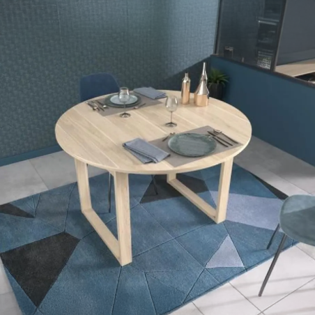 Table repas ronde extensible design scandinave.