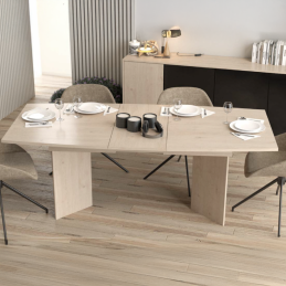 La table avec allonge 38 cm.