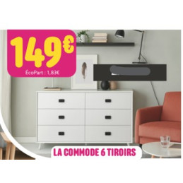 Commode 6 tiroirs – Blanc...