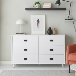 Commode 6 tiroirs – Blanc...