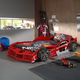 Lit Voiture Rouge + sommier...