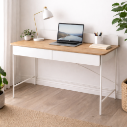 Bureau 2 tiroirs Blanc –...