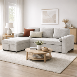 Salon d’angle en tissu +...