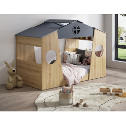 Lit maison + sommier -...