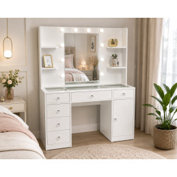 Coiffeuse avec miroir LED.