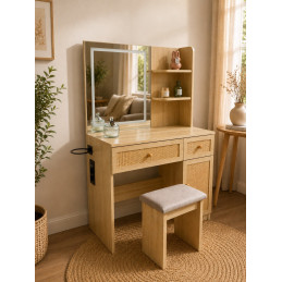 Coiffeuse avec miroir LED,...
