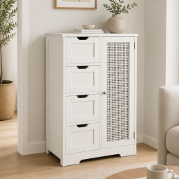 Le meuble de rangement.