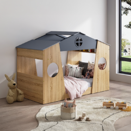 Lit maison + sommier -...