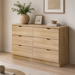 La commode coloris beige.
