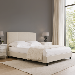 Lit BEIGE en tissu avec...