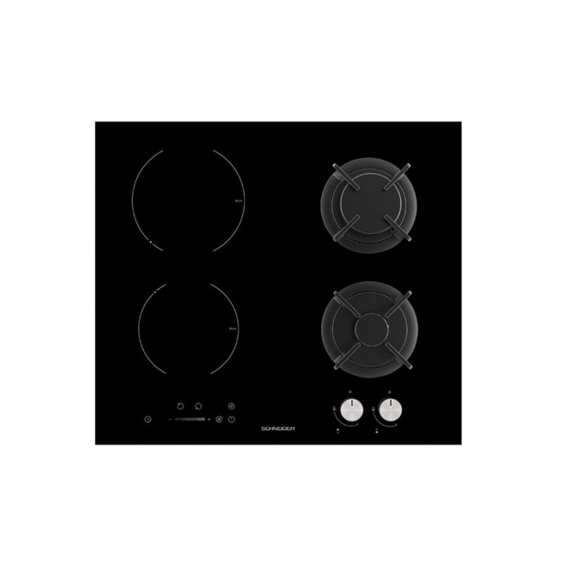 Plaque de Cuisson Vitrocéramique 3 Foyers Noir - SCHNEIDER